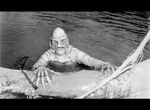 The monster from the movie The Creature from the Black Lagoon. Photograph.